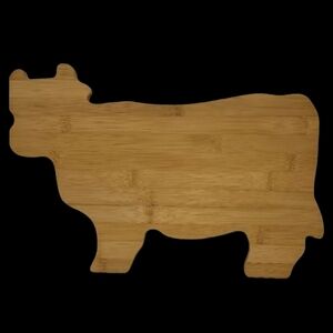 NIB-COW SHAPED BAMBOO CUTTING BOARD & SERVING TRAY
